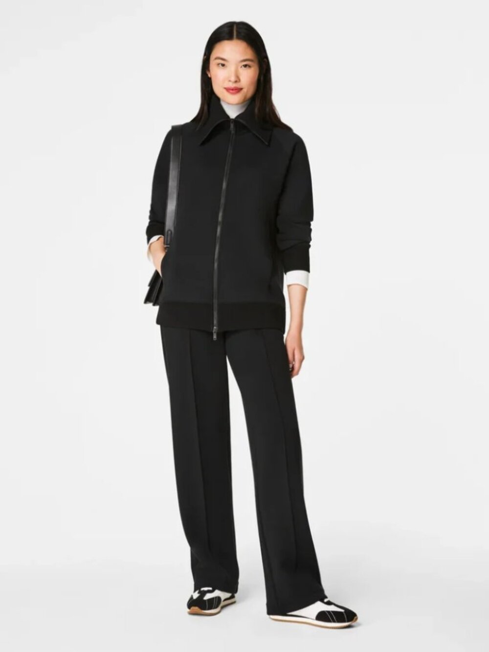 SPANX Air Essentials Luxe Full Zip Tunic XL Jacket Black Soft Comfy Loungewear